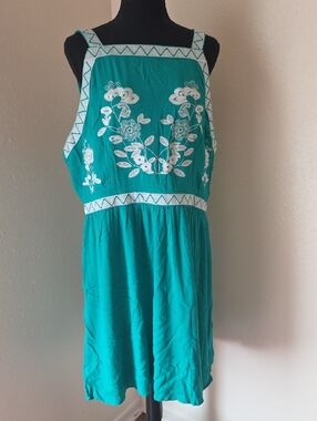 Vibrant Teal SunDress with Hidden Back Zipper